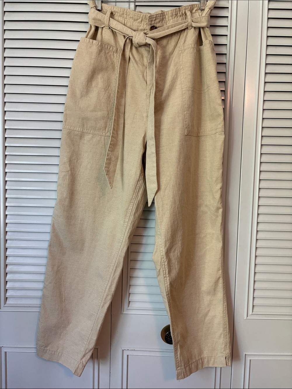 H&M Beige Paperbag Waist Trousers with Tie